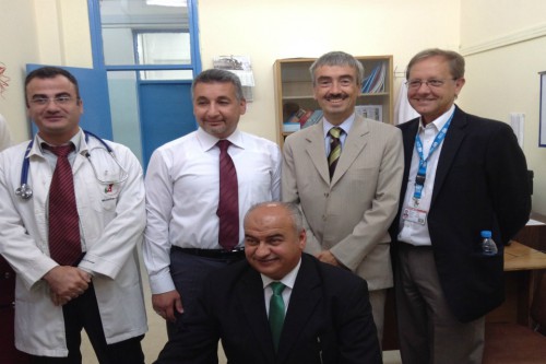 British Ambassador Peter Millett during a visit to an UNRWA clinic in Gaza Camp in Jerash