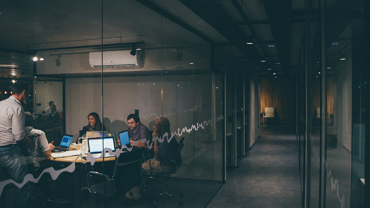 international team meeting in office