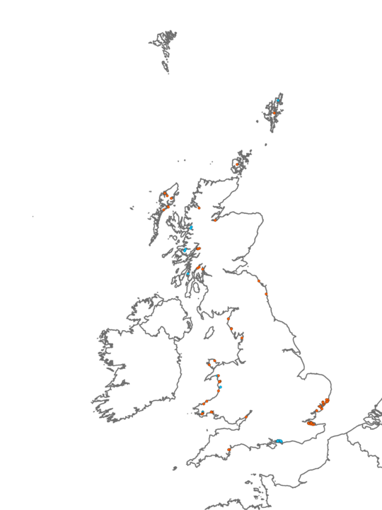 Distribution of habitat LR.LLR.FVS.FspiVS <I>Fucus spiralis</I> on sheltered variable salinity upper eulittoral rock