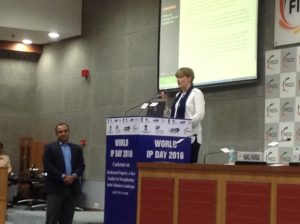 Jane Hedin, UK IPO speaking at World IP Day conference