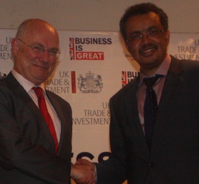  HMA Greg Dorey and HE Dr Tedros Adhanom, Ethiopian Minister of Foreign Affairs (right) at a BBG business lunch in Hilton Addis