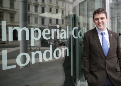 Sam Cockwell outside Imperial College London.