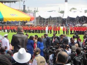 Namibias new President Geingob arriving at stadium