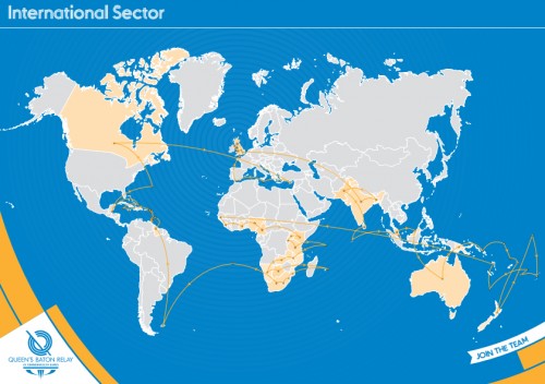 The journey that the Baton will make around the world visiting all the Commonwealth countries and nations