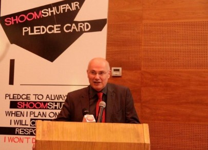 HMA Greg Dorey making a speech at Diageo's Shum Shufier event