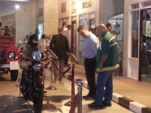 British Embassy employees at the Royal Automobile Museum looking for answers from the items on display.