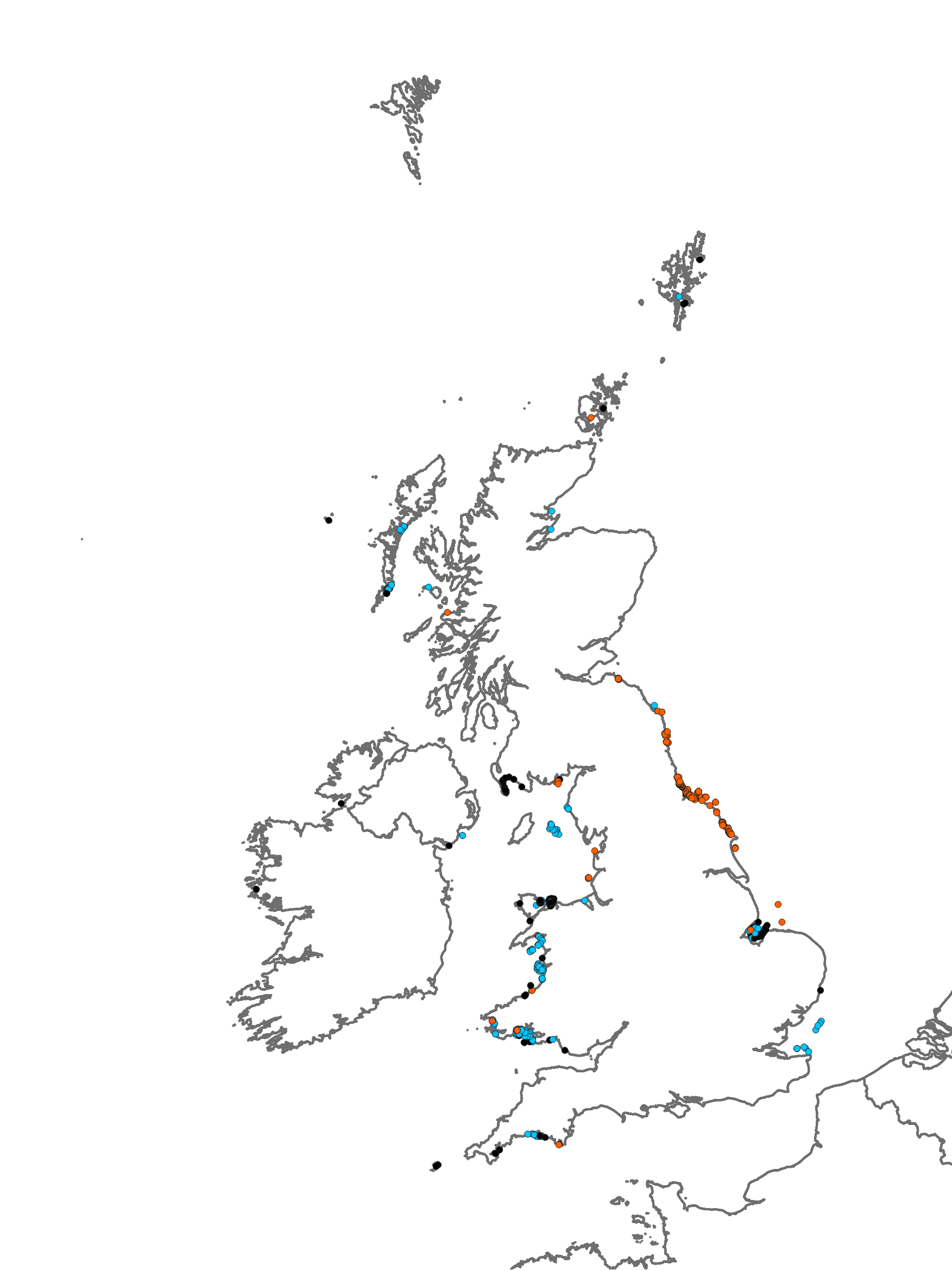 Distribution of habitat SS.SSa.IMuSa.FfabMag <I>Fabulina fabula</I> and <I>Magelona mirabilis</I> with venerid bivalves and amphipods in infralittoral compacted fine muddy sand