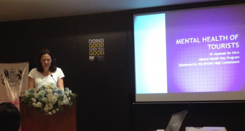 Laura Davies address the gathering at the Awareness Raising Workshop on Mental Health