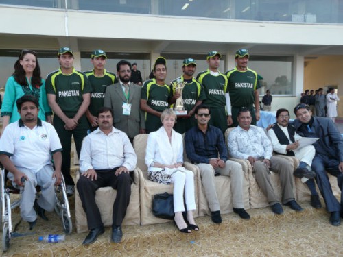Pakistan Physically Handicapped Team with Alison Blake - Deputy High Commissioner, and Mohammad Hafeez - Pakistan T20 Captain