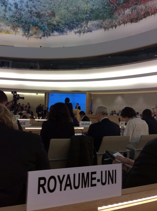 The view from the UK seat: High Commissioner Zeid delivers his opening address.