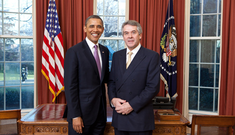 Sir Peter Westmacott and US President Barack Obama