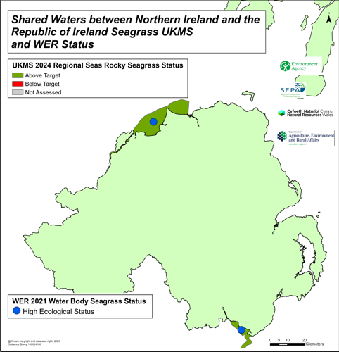 Shared waters between northern Ireland and the republic of Ireland seagrass UKMS and WER status.