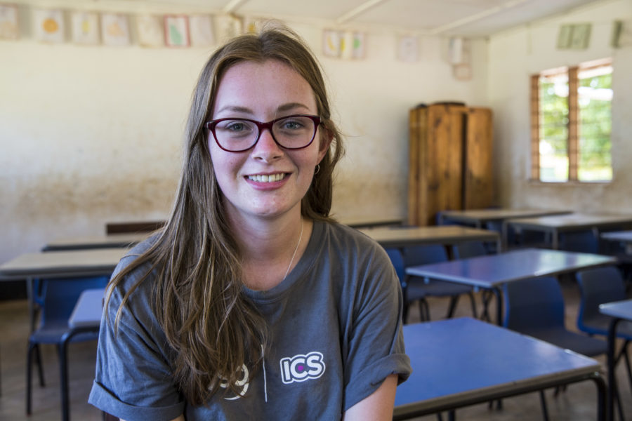 VSO ICS volunteer Rebecca Hastie member of the cohort of the VSO / ICS Elimu Fursa project (Opportunities in Education) Lindi, Lindi region. Tanzania.