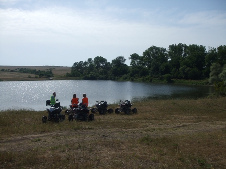Lynn's family at quad bikers in the village