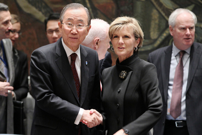 UN Secretary General Ban Ki Moon and Australian Foreign Minister Julie Bishop