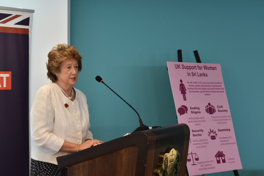 Baroness Anelay at a workshop in Colombo