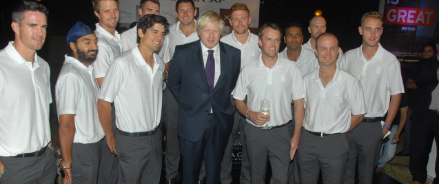 Boris Johnson with English cricket team