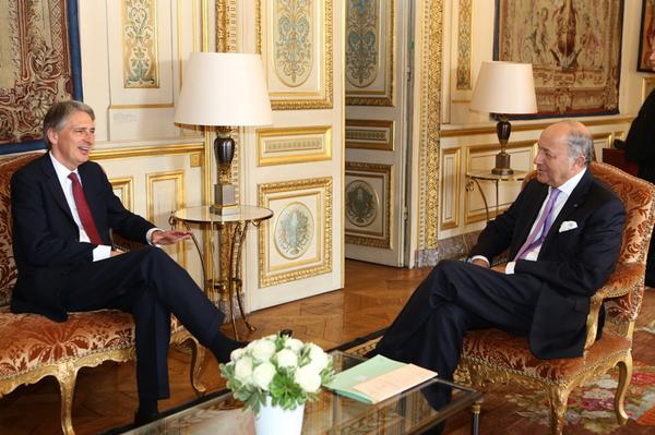 Philip Hammond with Laurent Fabius