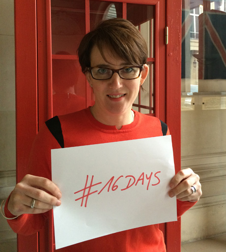 Kara Owen marking the International Day for the Elimination of Violence against Women on 25 November 2014