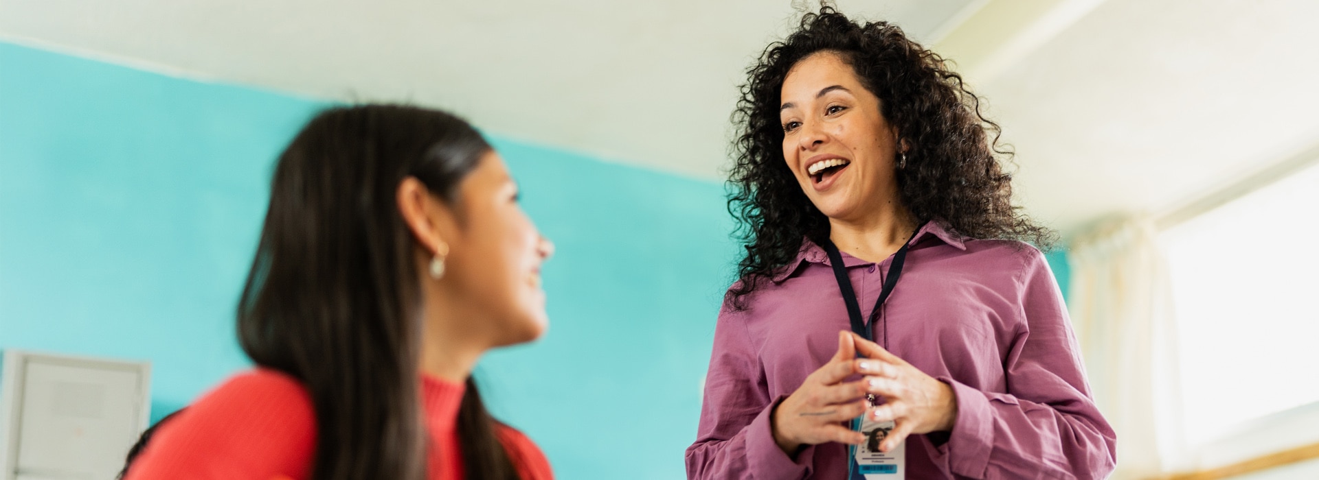 A teacher praises her student