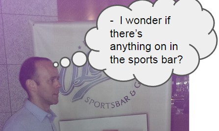 British middle manager Tom heads to the sports bar
