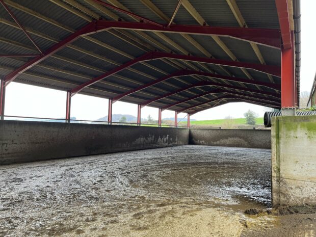 A slurry store with roof