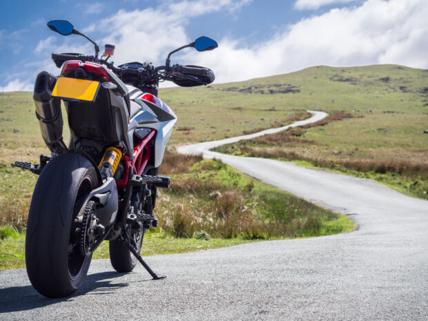 Motorbike on a winding road