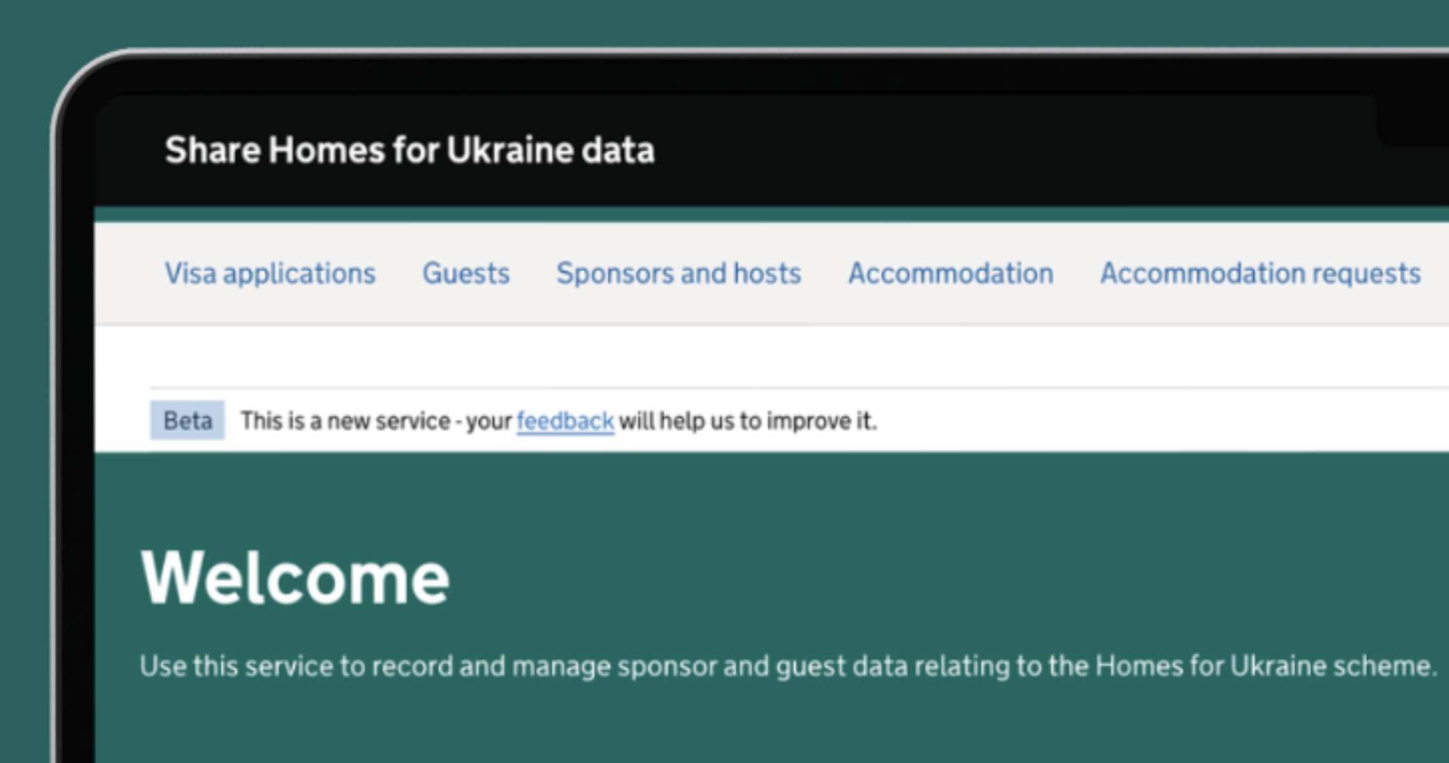 Share Homes for Ukraine data homepage screenshot