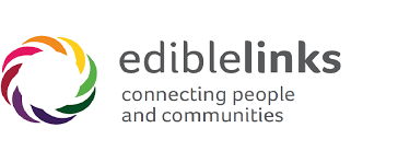 The ediblelinks logo which is a multicoloured circle. The words next to it are "ediblelinks connecting people and communities"