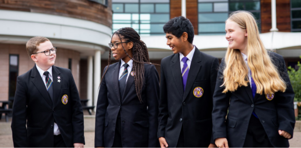 Pupils walking in a line in school
