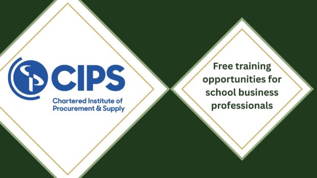 Image with Chartered Institute of Procurement and Supply logo. Text reads: Free training opportunities for school business professionals.