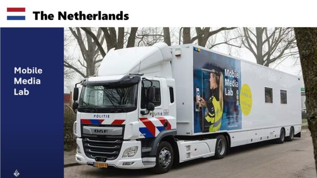 A photo of the police's community relations truck in the Netherlands