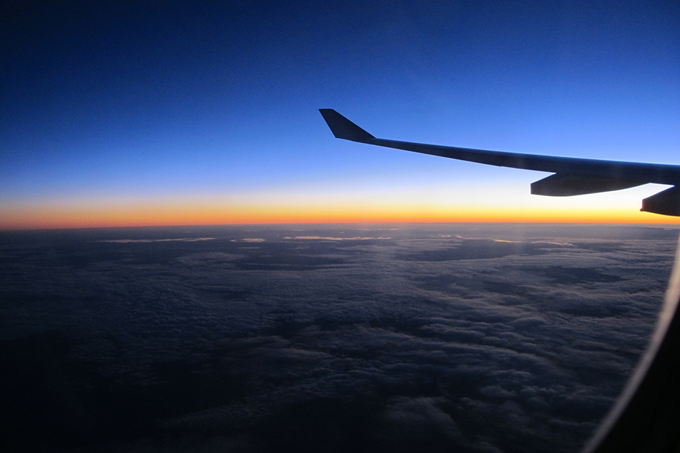 View from an airplane window.