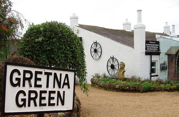 Image of Gretna Green sign and background.
