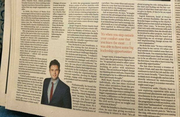 A photo showing a portion of the Financial Times newspaper article featuring Tony Richards.