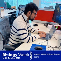 Image of a male scientist working at a computer