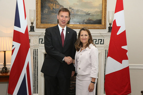 Jeremy Hunt and Chrystia Freeland