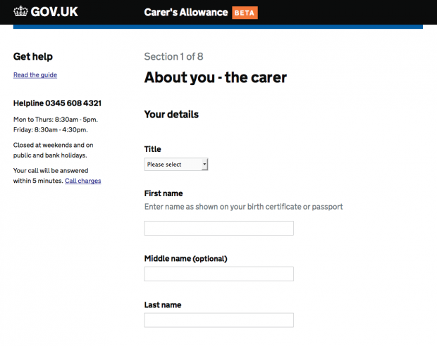 Carer's Allowance service About you - the carer page