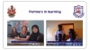 A teacher and two students in UK talk online with a teacher and two students in Uganda