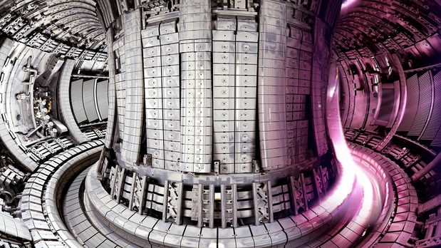 Photo showing the Joint European Torus (JET) with plasma