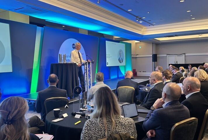 NDA Group CEO, David Peattie, addresses senior leaders at NRTF event