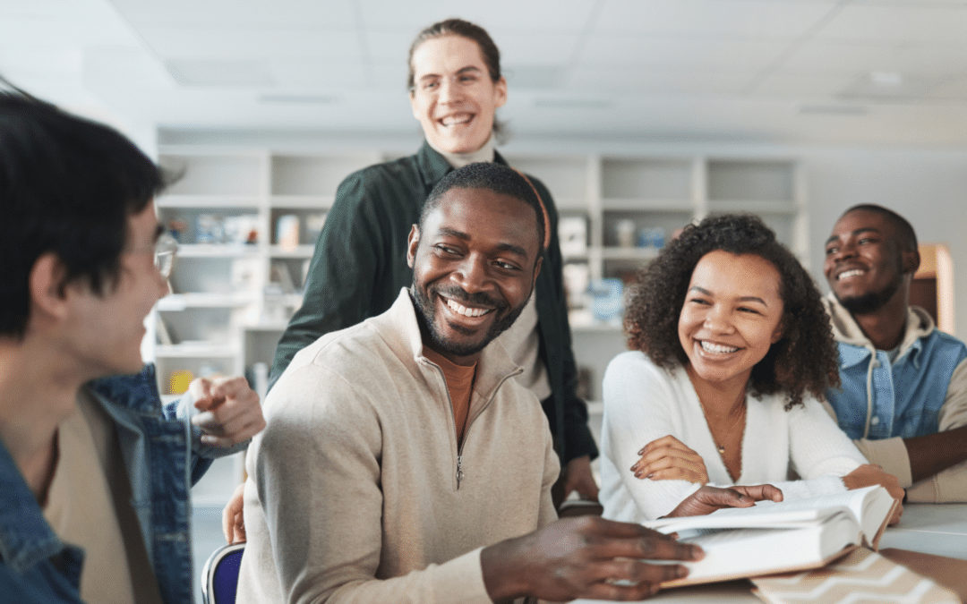 Diverse group of smiling students
