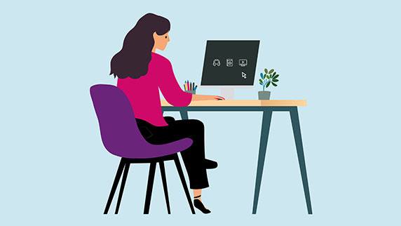 Woman working on laptop