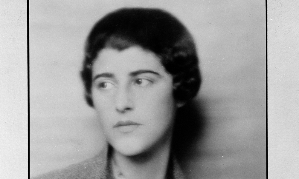 Portrait in black and white of Miriam Rothschild