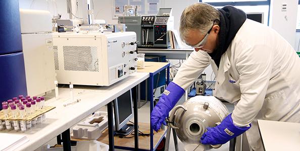 Scientist working in the chemistry laboratory in Lancaster