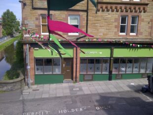 Bunting flying over the Vegware building.