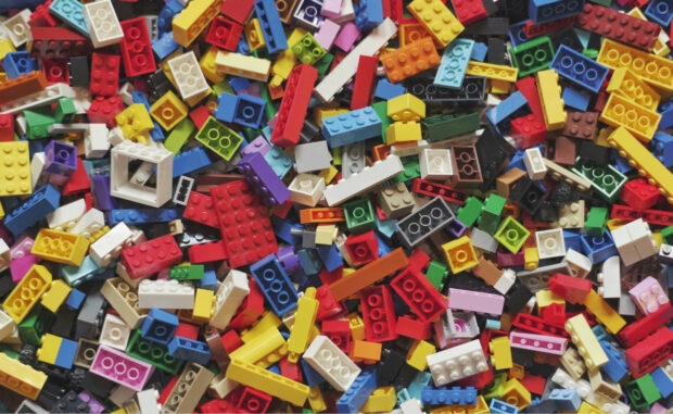 A pile of brightly coloured Lego bricks