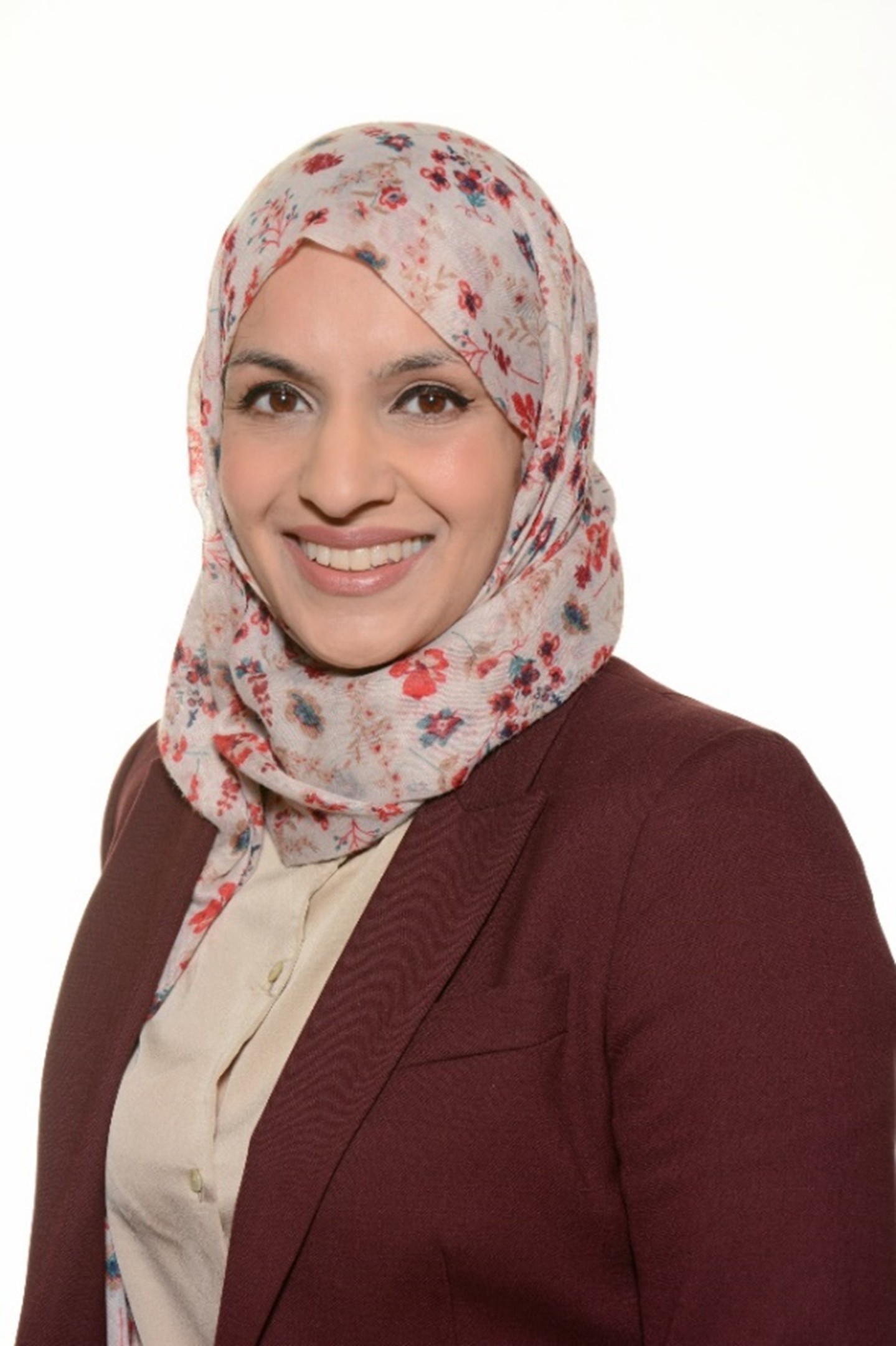 A woman smiling at the camera