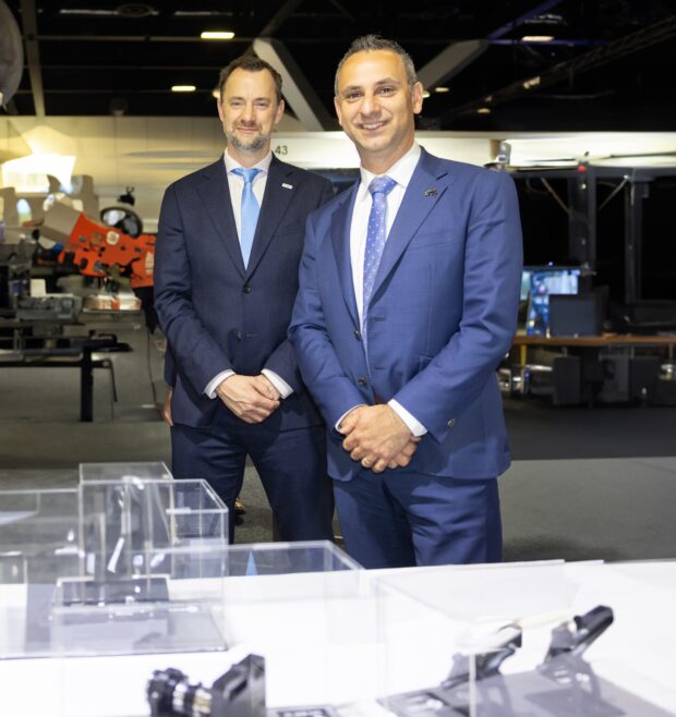 UK Space Agency CEO, Dr Paul Bate and Head of the Australian Space Agency, Enrico Palermo. Credit: Andy Steven.