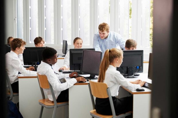 Students using computers